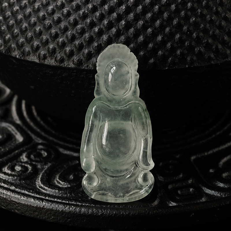 缅甸天然冰种翡翠佛吊坠-红掌柜