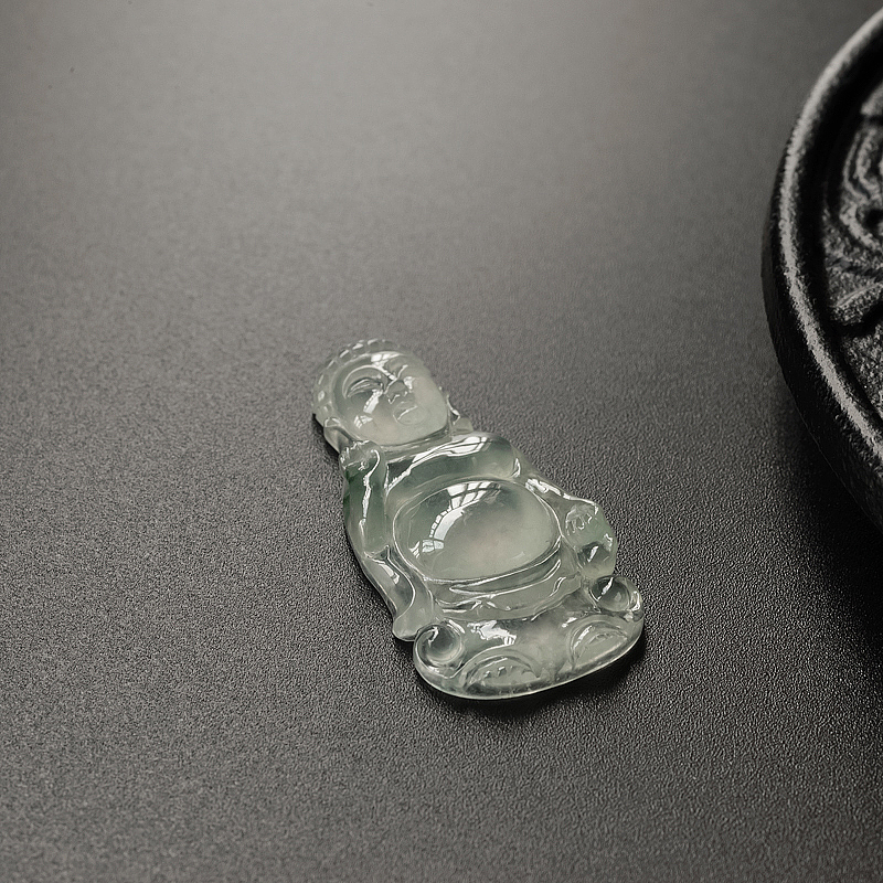 缅甸天然冰种淡绿翡翠吊坠-红掌柜