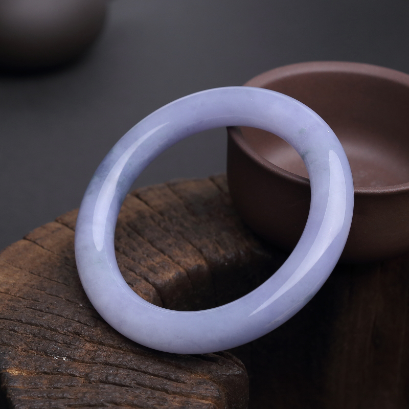 A货天然糯种紫罗兰翡翠手镯 - 红掌柜