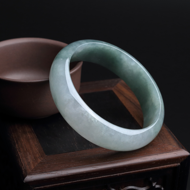 天然糯种油青翡翠手镯 - 红掌柜