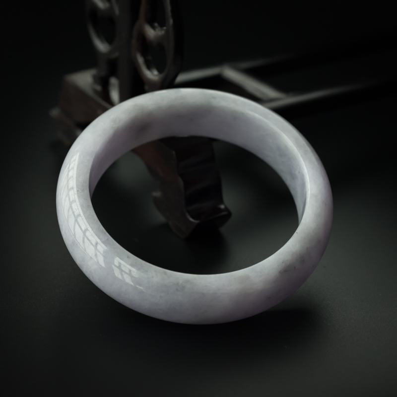 A货天然糯种紫罗兰翡翠手镯 - 红掌柜