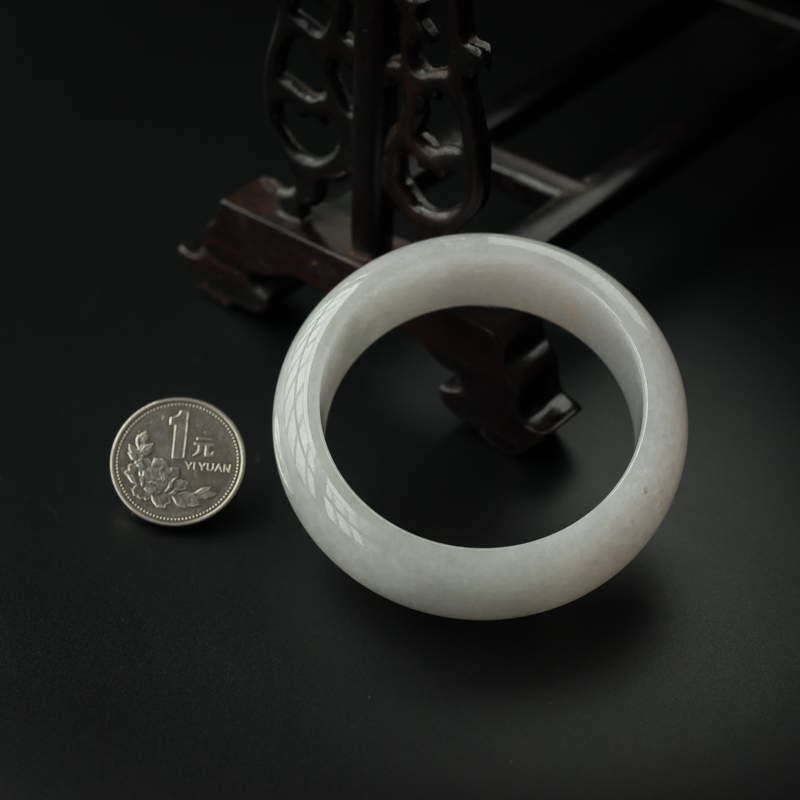 缅甸A货糯种淡紫翡翠手镯 -红掌柜