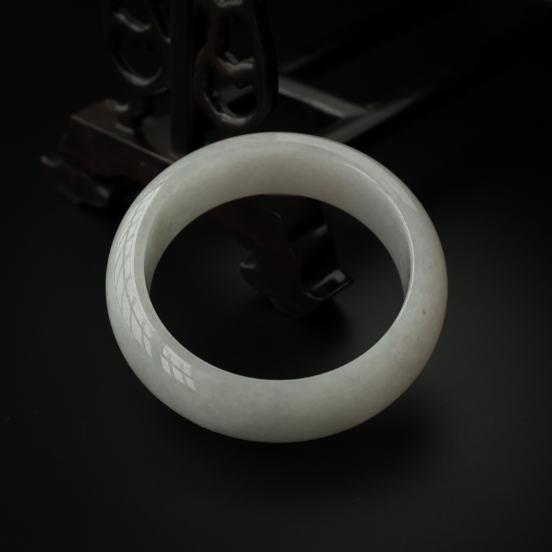 缅甸A货天然糯种淡紫翡翠手镯 -红掌柜