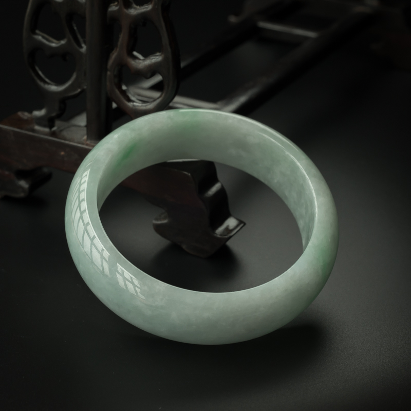 58#糯种翡翠手镯-红掌柜