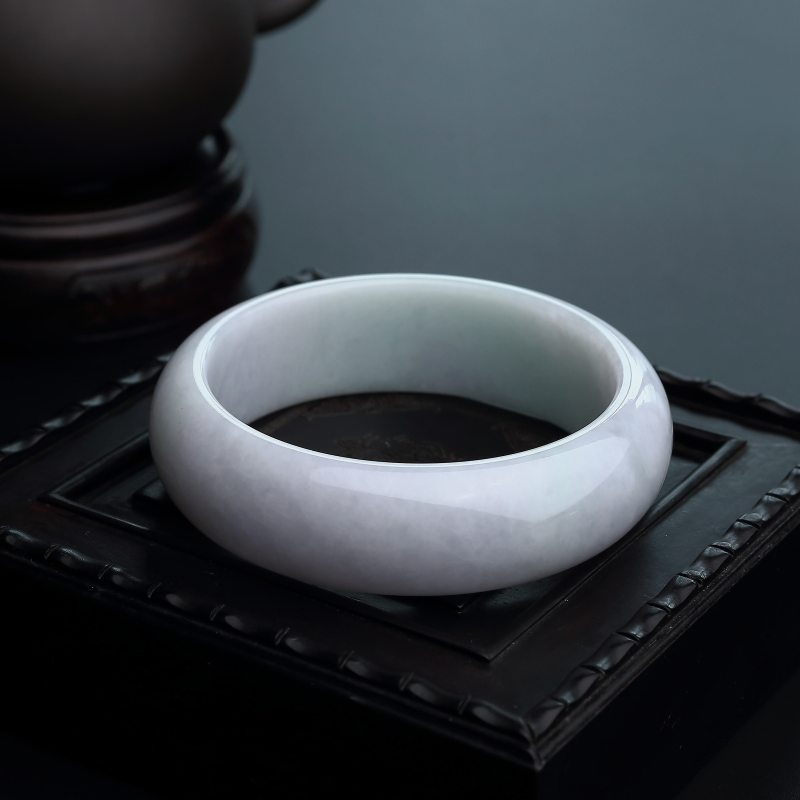 56#缅甸天然浅绿翡翠手镯-红掌柜