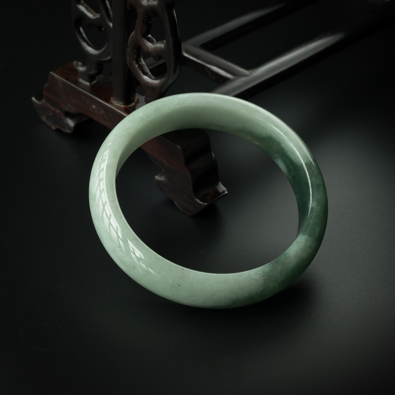 缅甸天然糯种飘花翡翠手镯-红掌柜