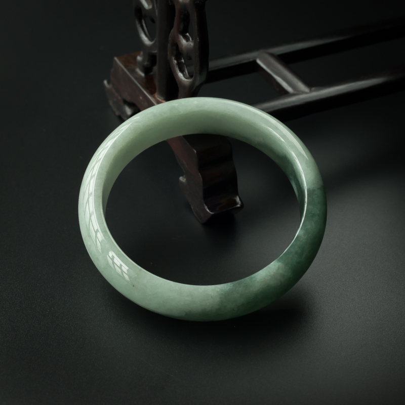 62.5#缅甸天然糯种飘花翡翠手镯-红掌柜