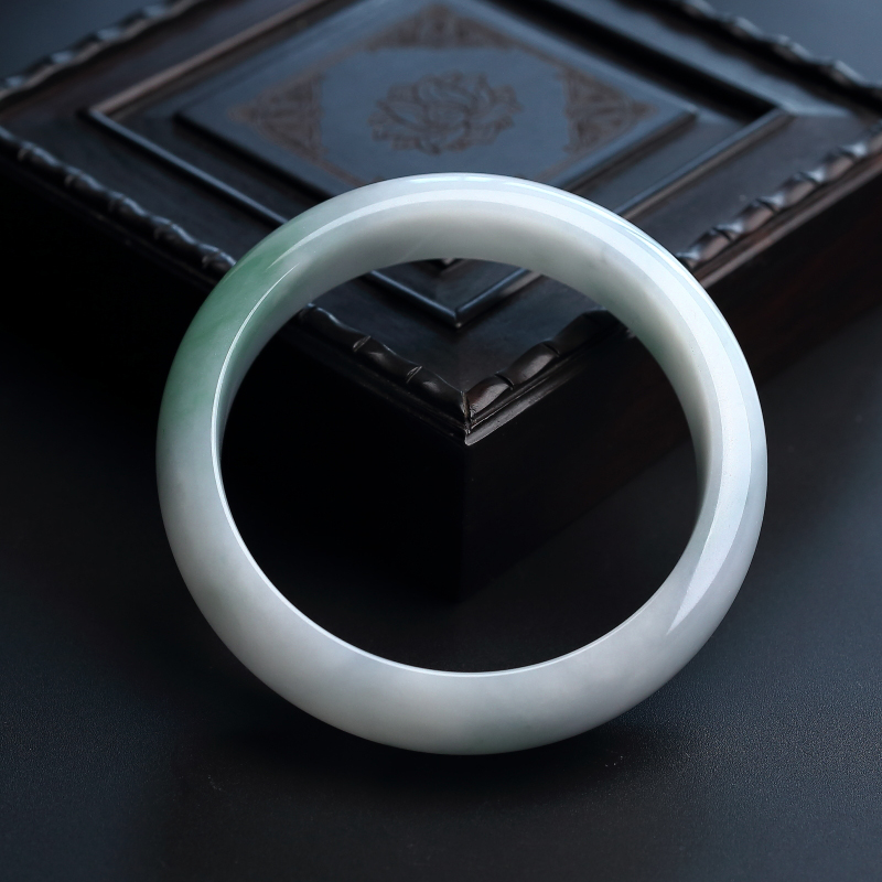 59#缅甸天然糯种飘花翡翠手镯-红掌柜