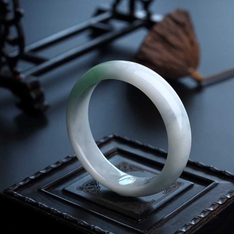 59#天然糯种飘花翡翠手镯-红掌柜