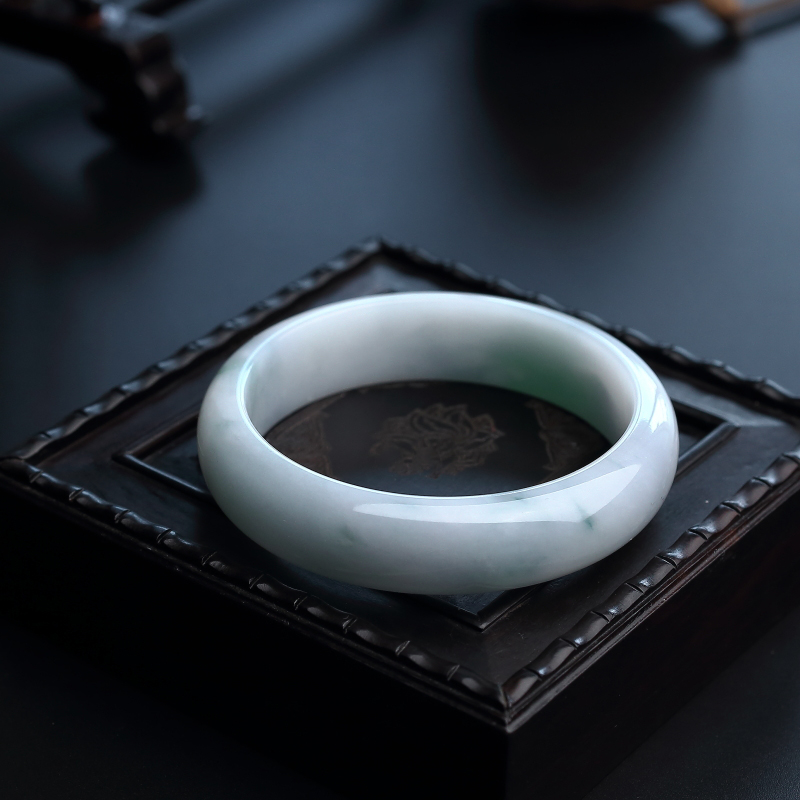 59#缅甸天然飘花翡翠手镯-红掌柜