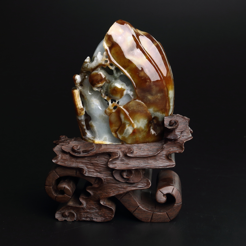 天然糯种淡绿飘黄翡翡翠关公摆件-红掌柜