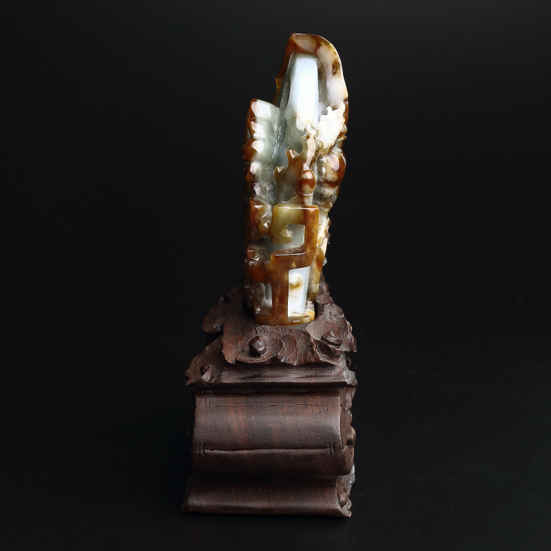 缅甸糯种淡绿飘黄翡翡翠关公摆件-红掌柜