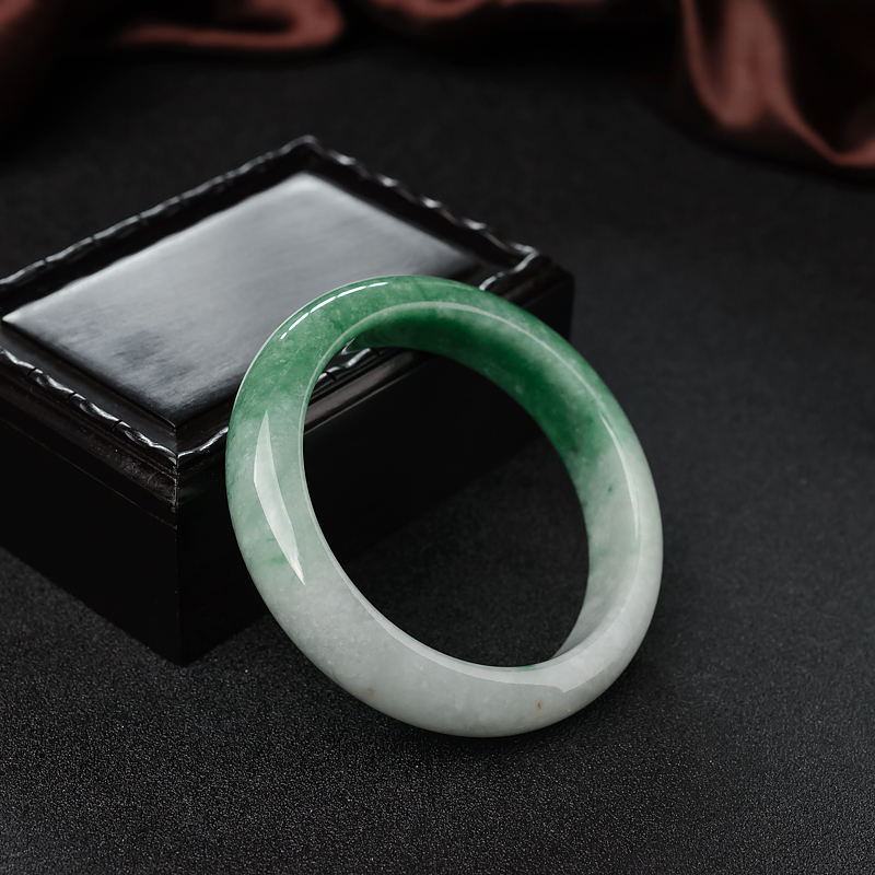 糯种飘翠翡翠平安镯-红掌柜