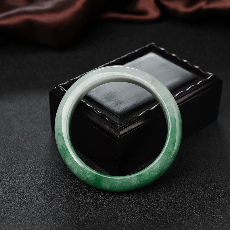 54.5mm糯种翡翠平安镯-红掌柜