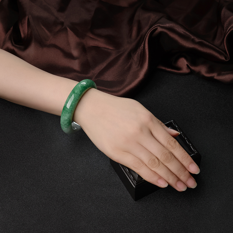 糯种翡翠平安镯-红掌柜