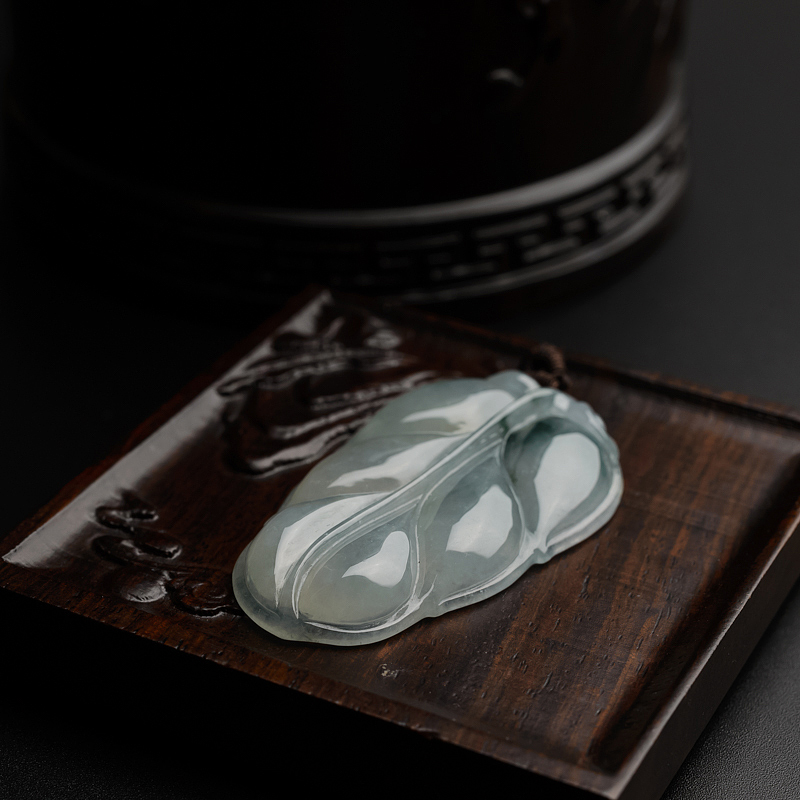 缅甸A货翡翠叶子吊坠 - 红掌柜"