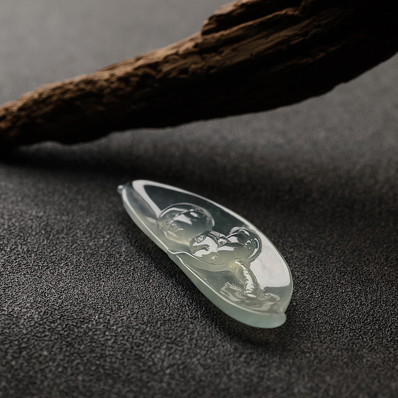 缅甸天然冰种翡翠莲花童子吊坠-红掌柜