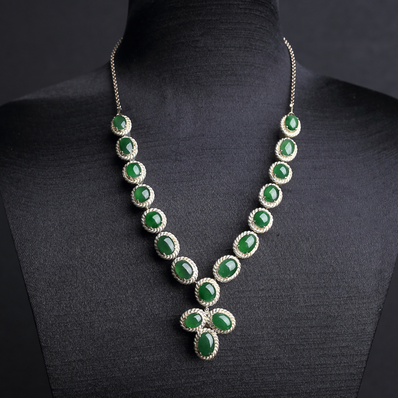 冰种阳绿翡翠戒面套装-红掌柜