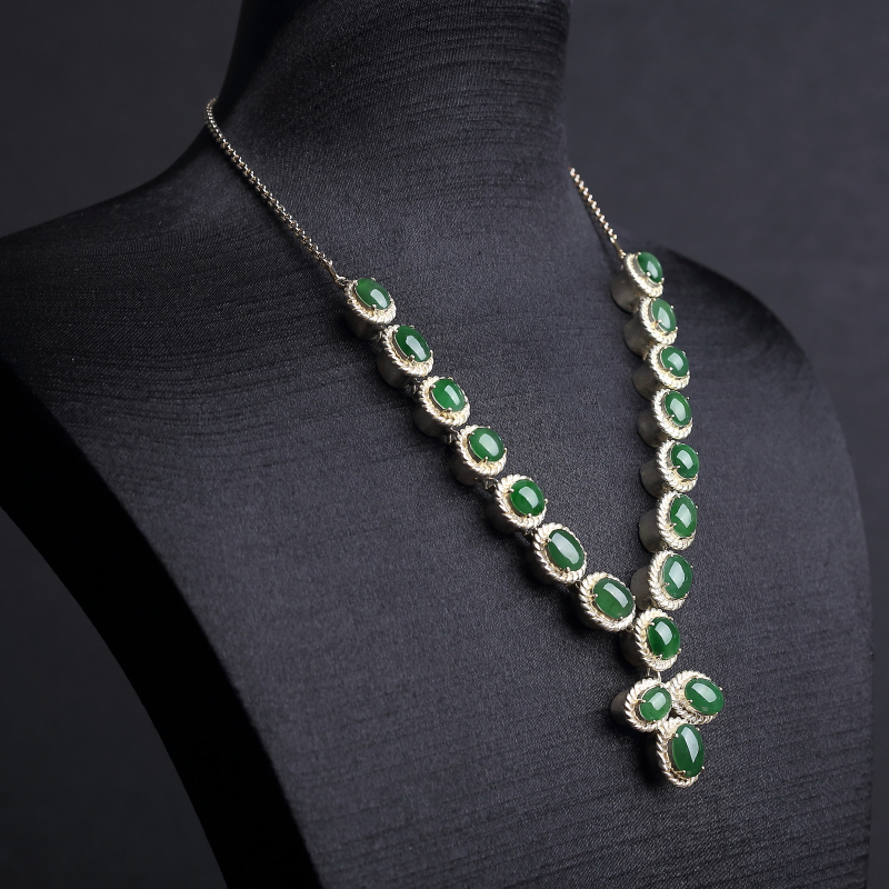 阳绿翡翠戒面套装-红掌柜