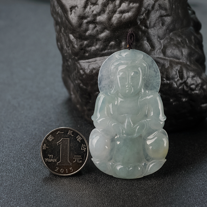 天然翡翠观音吊坠-红掌柜