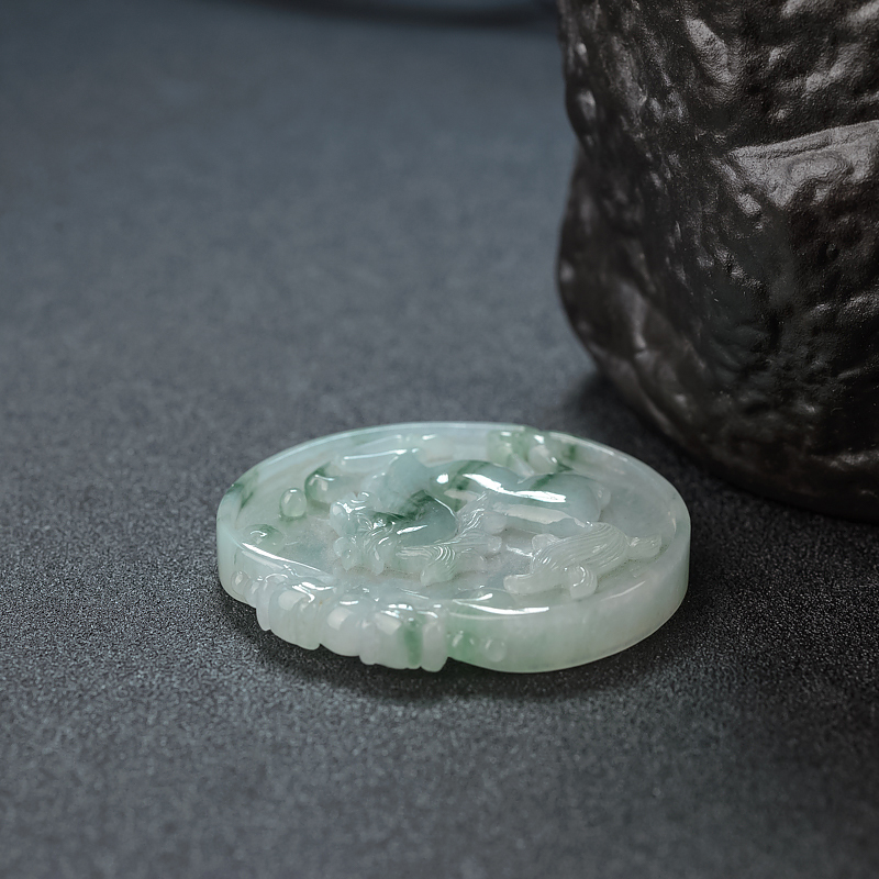 天然翡翠马到成功吊坠-红掌柜