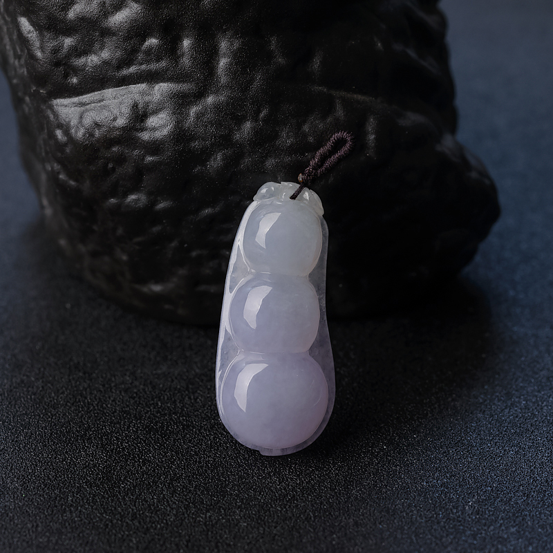缅甸天然糯种浅紫色翡翠福豆吊坠 - 红掌柜