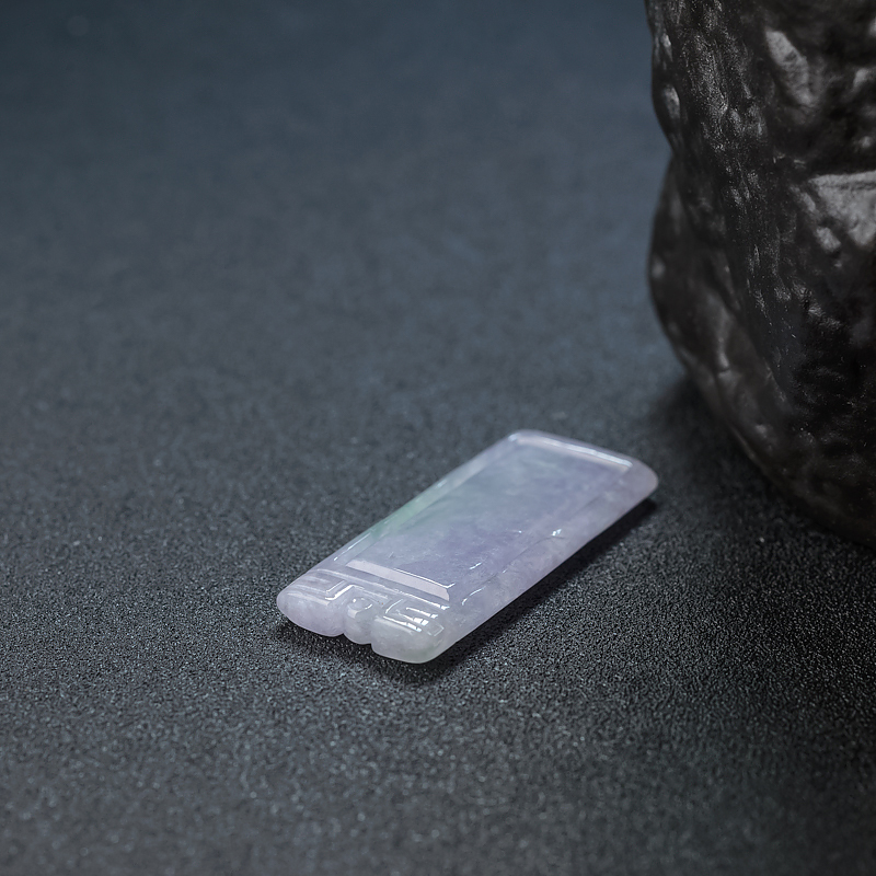 缅甸俏色翡翠无事牌吊坠 - 红掌柜