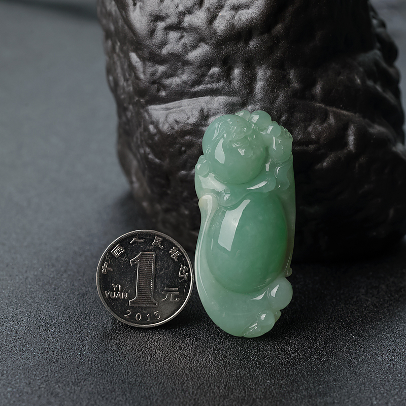 天然浅绿翡翠佛吊坠 - 红掌柜