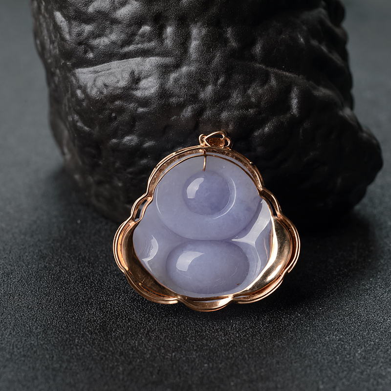 糯种紫罗兰翡翠佛吊坠 - 红掌柜