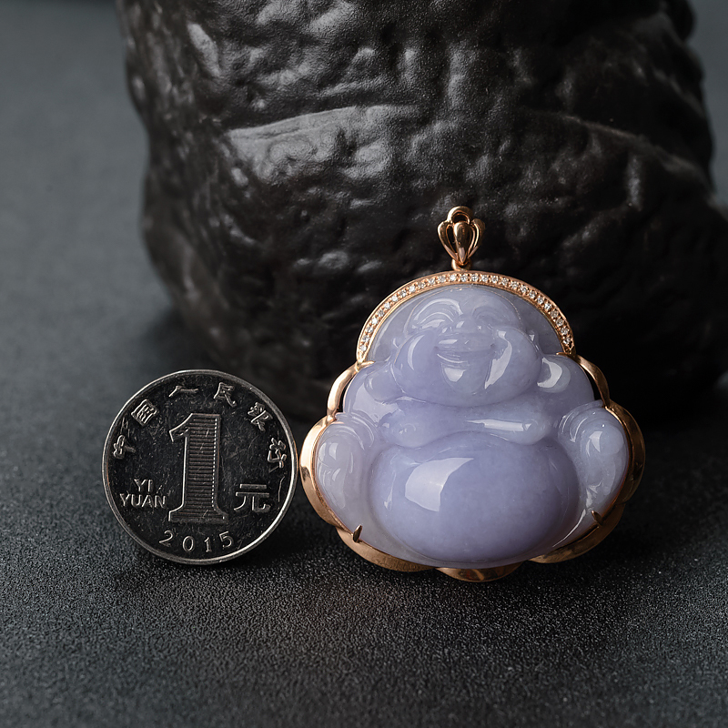 天然糯种紫罗兰翡翠佛吊坠 - 红掌柜