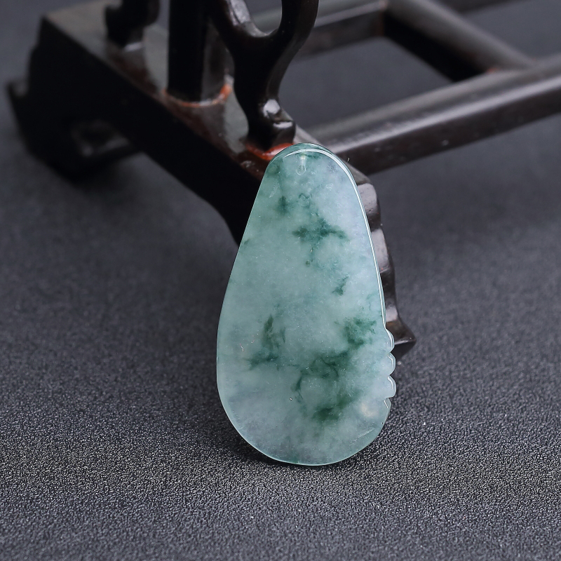 缅甸天然飘花翡翠寿星吊坠-红掌柜