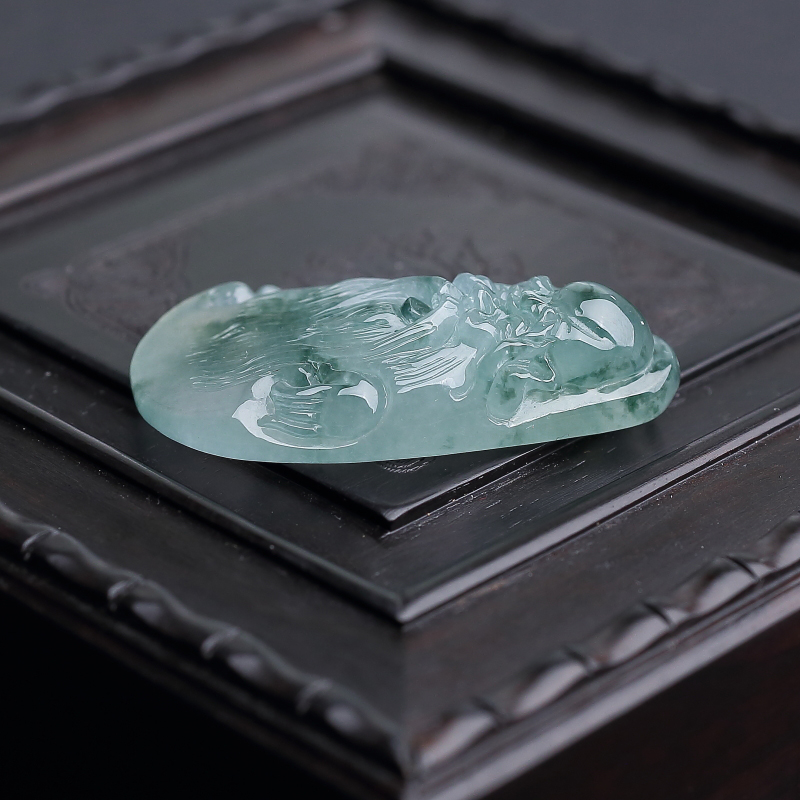 缅甸天然糯冰种飘花翡翠吊坠-红掌柜