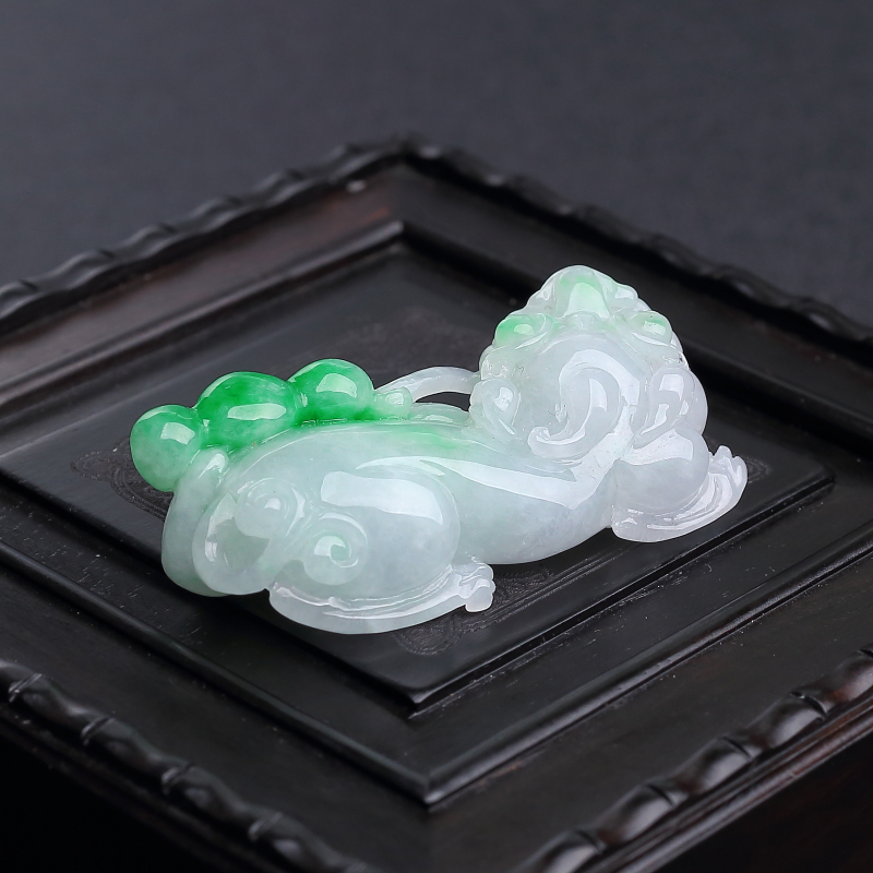 缅甸天然糯种飘翠翡翠吊坠-红掌柜