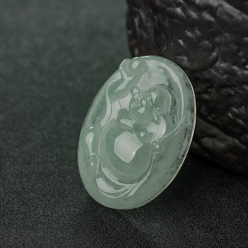 天然糯冰种浅绿翡翠佛吊坠-红掌柜