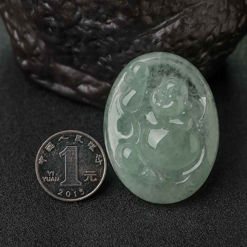 糯冰种浅绿翡翠佛吊坠-红掌柜