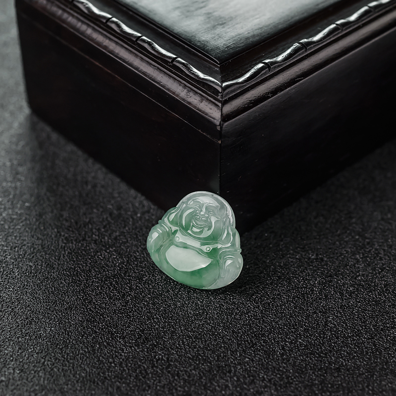 天然糯种飘翠翡翠佛吊坠-红掌柜