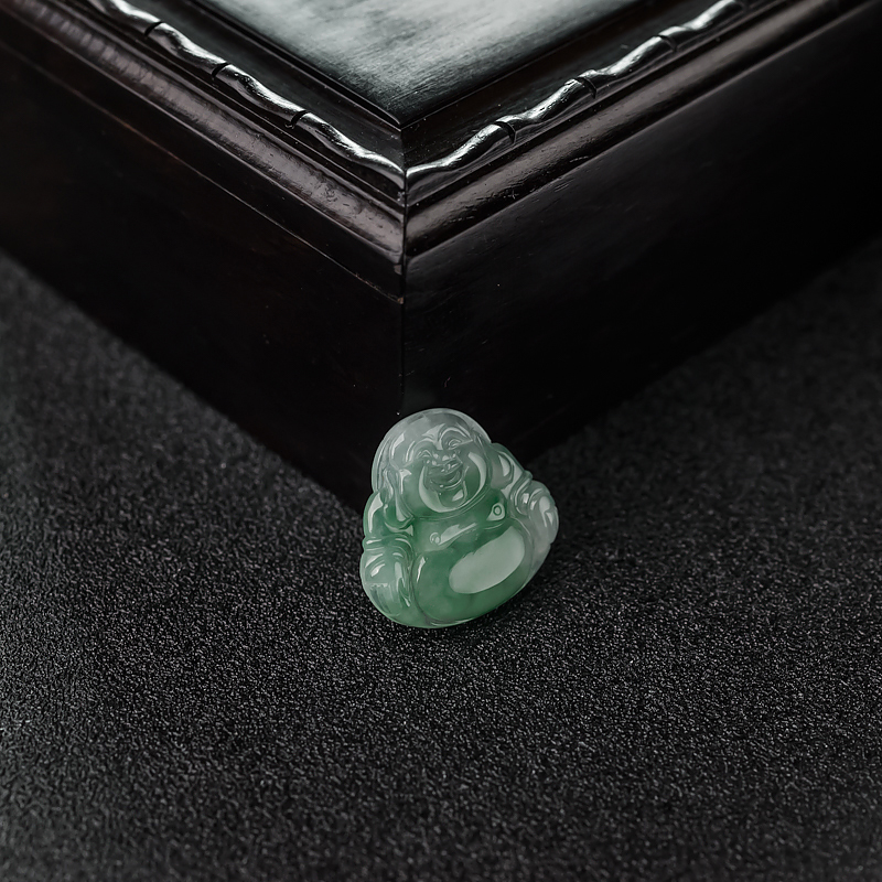 缅甸糯种飘翠翡翠佛吊坠-红掌柜