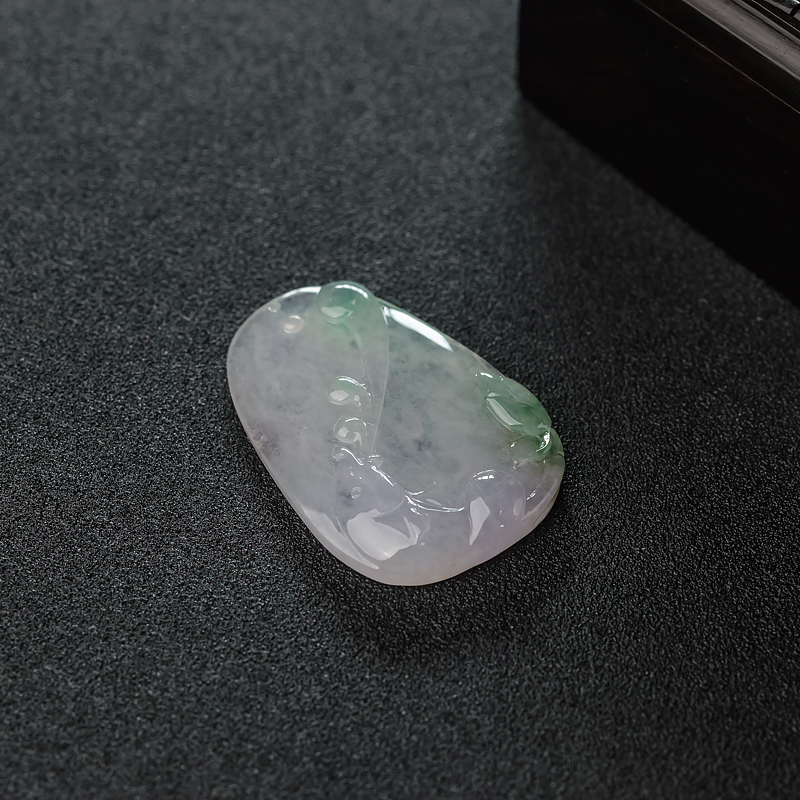 缅甸天然糯种翡翠连年有余吊坠-红掌柜