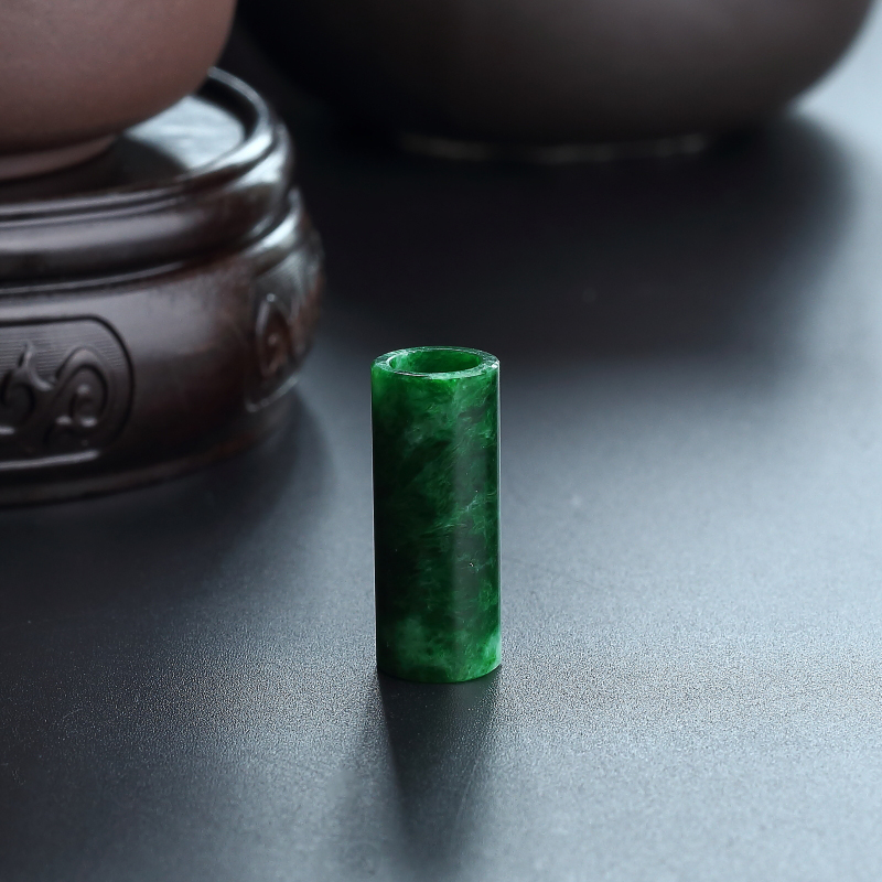 缅甸天然糯种浓绿翡翠路路通吊坠-红掌柜