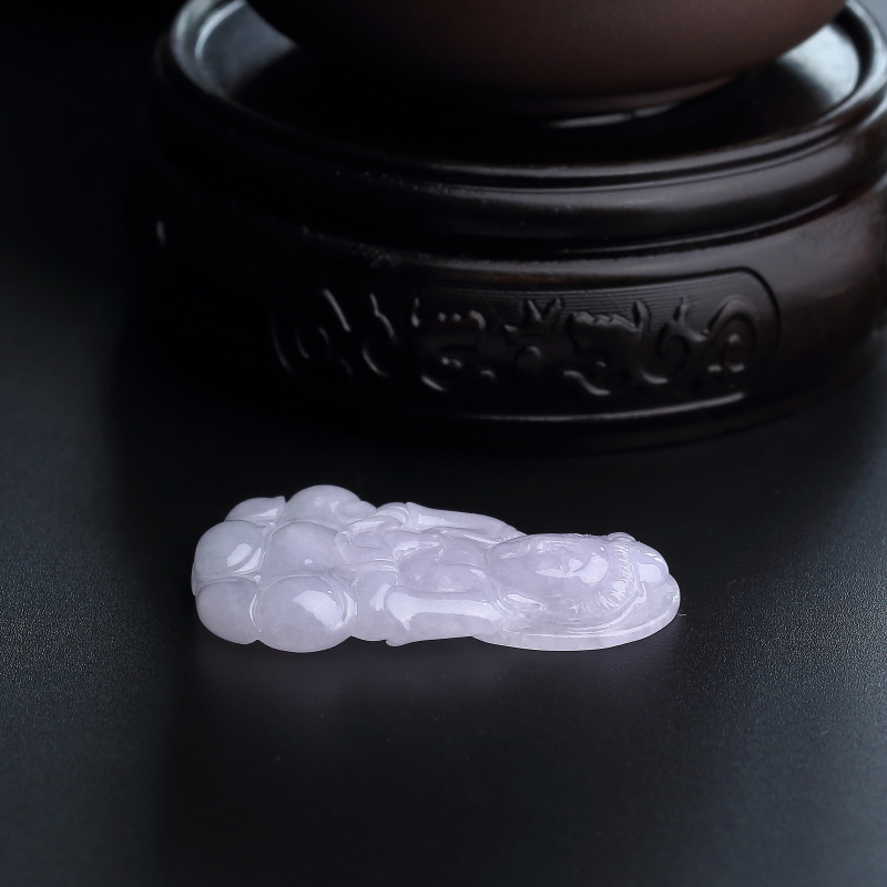 缅甸天然糯种淡紫翡翠吊坠-红掌柜