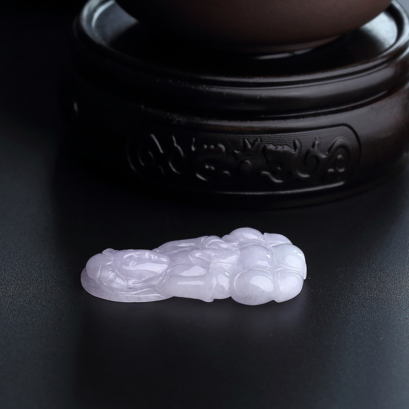 糯种淡紫翡翠观音吊坠-红掌柜