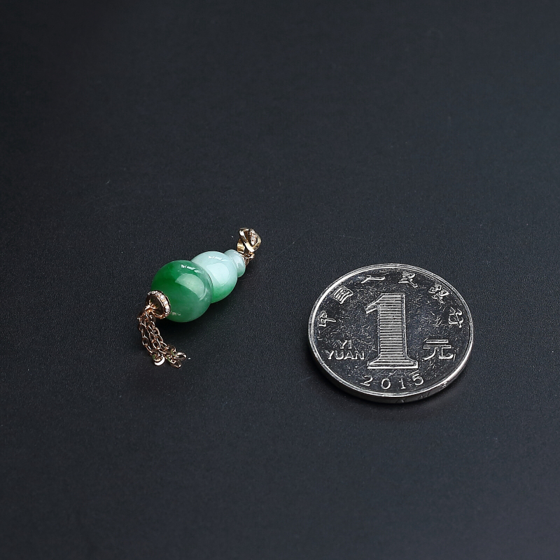 18K金镶糯种飘绿翡翠葫芦吊坠-红掌柜