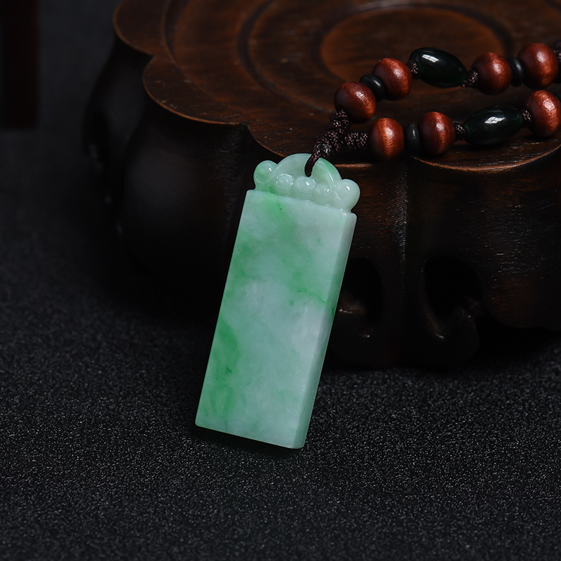 糯种翡翠平安无事牌-红掌柜