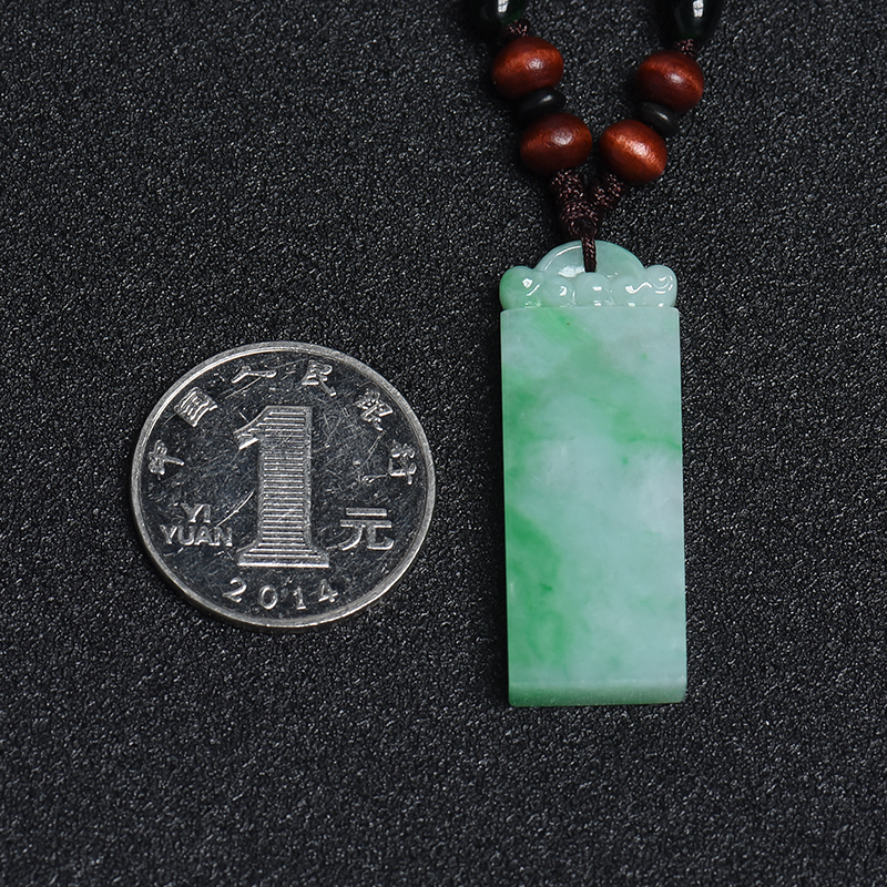 天然翡翠平安无事牌-红掌柜
