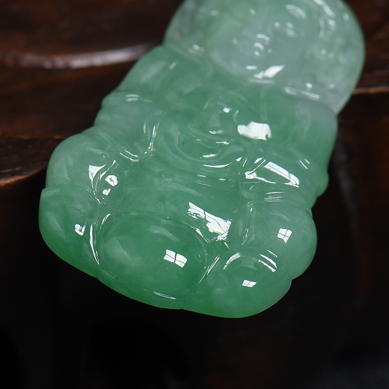 糯种绿底翡翠吊坠-红掌柜