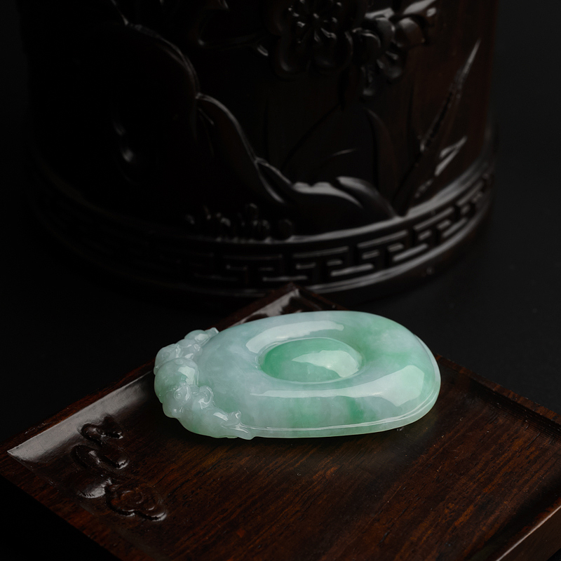 缅甸糯种浅绿翡翠福在眼前吊坠-红掌柜