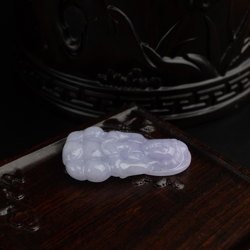 缅甸天然糯种翡翠观音吊坠-红掌柜