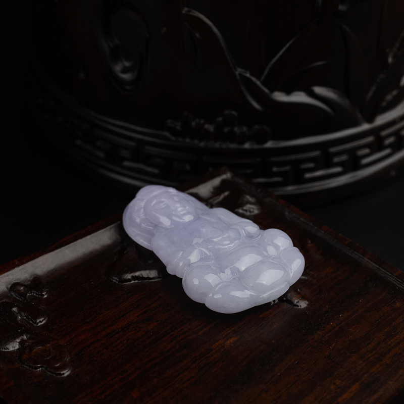 缅甸天然糯种淡紫翡翠吊坠-红掌柜