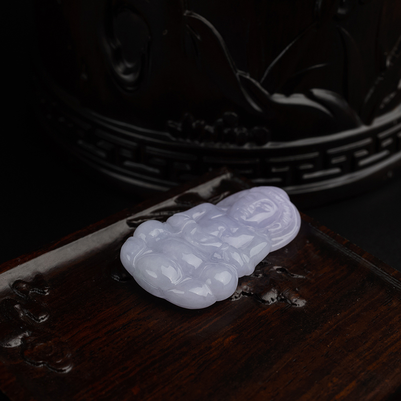 糯种淡紫翡翠观音吊坠-红掌柜