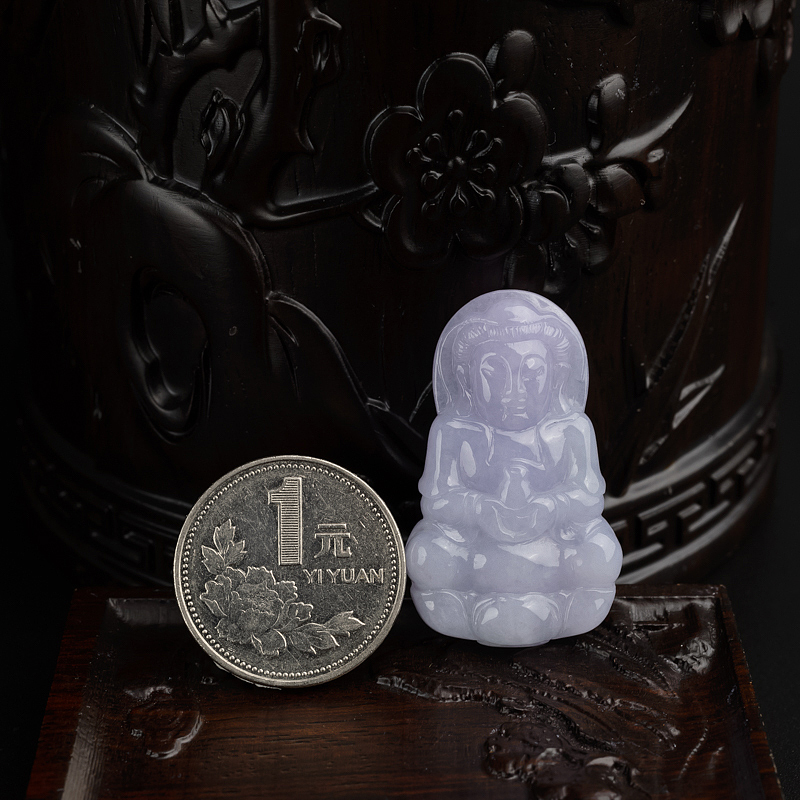 糯种淡紫翡翠吊坠-红掌柜